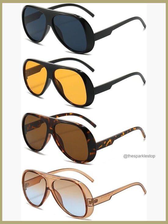 Accessories - Oversized Aviator Sunglasses, Square Frame, UV 400 Protection, Plastic